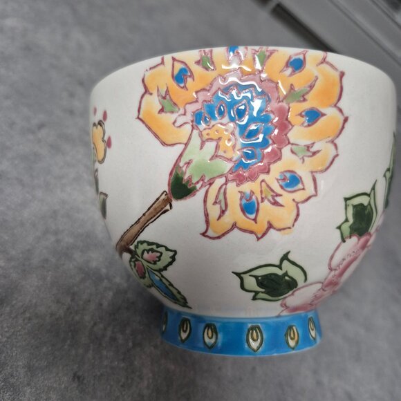 Dutch Wax Handpainted Embossed Footed Floral Coffee Tea Cup Mug - Picture 9 of 10